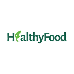 healthy food logo design with leaf elements.  Organic food vector design