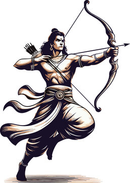 Lord Rama is ready with bow and arrow vector illustration