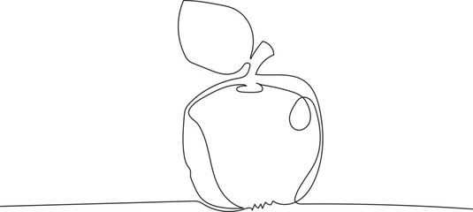 A line art apple on. White background. Vector illustration.