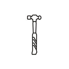 Vintage retro hipster lineart hammer. Carpentry tools silhouette icons on white background