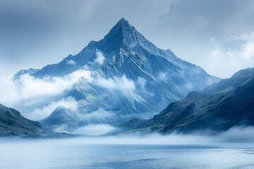 Mountain Rising in Middle of Body of Water