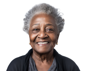 Portrait of a smiling African American senior woman, cut out