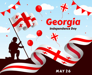 Georgia national day banner with map, flag colors theme background - obrazy, fototapety, plakaty