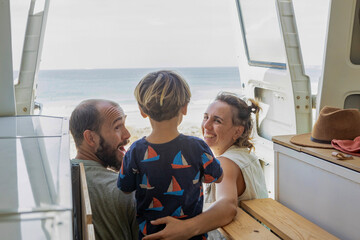 Family Moments in a Retro Beachside Van