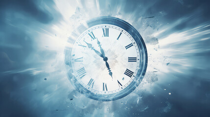 Double exposure a Clock and break glass ,