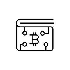 Bitcoin wallet outline icons, minimalist vector illustration ,simple transparent graphic element .Isolated on white background