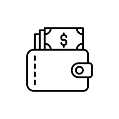 Money wallet outline icons, minimalist vector illustration ,simple transparent graphic element .Isolated on white background