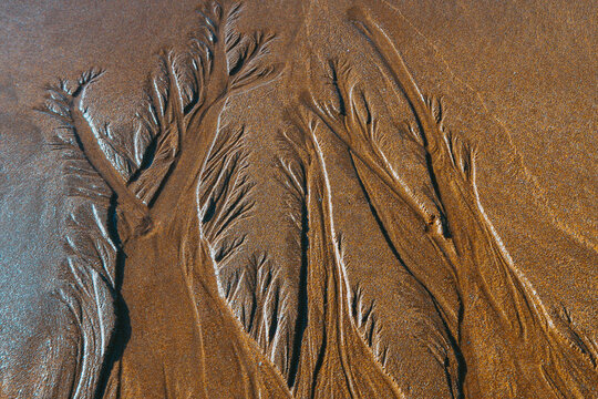 Abstract sand patterns on the beach at Jaizkibel, Spain