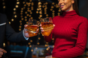 Celebrate whiskey on a friendly party in restaurant