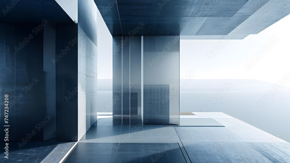 Aufkleber abstract-composition-layered-geometries-with-semi-transparent-overlays-intersecting-linear-pattern