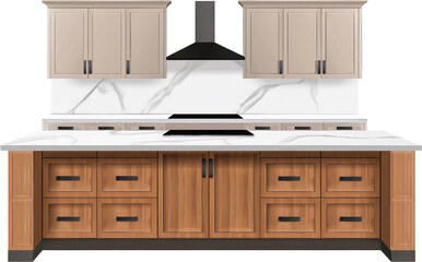 modern kitchen cabinet isolated on white background