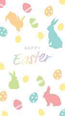 うさぎとイースターエッグの縦型背景イラスト