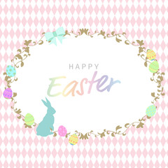 イースター用のかわいいフレーム背景　ピンクダイヤ柄