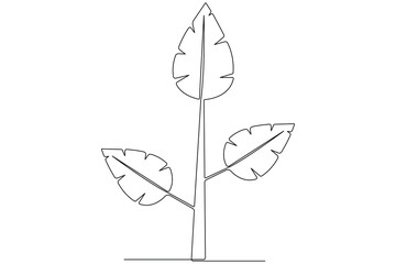 Continuous single line art drawing of plant can be for plants, agriculture, seeds outline vector