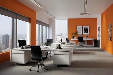 Interior of modern office. 3d rendering. Computer digital drawing.