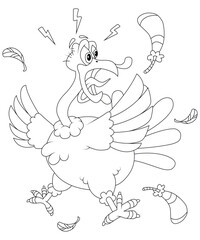 turkey Coloring page of for Thanksgiving Day greeting card. Freehand sketch drawing for adult coloring book with doodle . line draw line art 