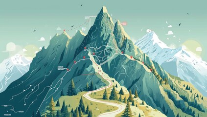 Charting the Wilderness: Comprehensive Mountain Infographic Offers an Overview and Detailed Description of the Landscape's Unique Features