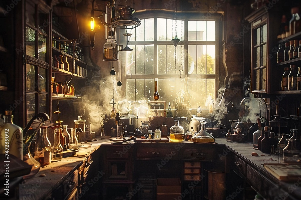 Poster sunlit lab a glimpse into the world of alchemy generative ai