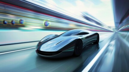 Electric Concept Car in Urban Evening