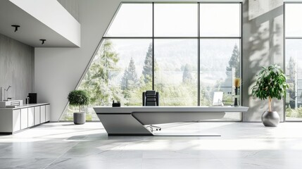 Fototapeta premium A modern office with large windows