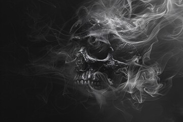 Skeleton Smoke A Grim Smoke-filled Skull Generative AI - obrazy, fototapety, plakaty