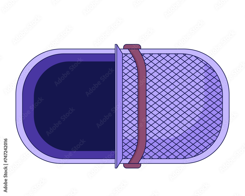 Poster top view picnic basket 2d linear cartoon object. empty container isolated line vector element white 