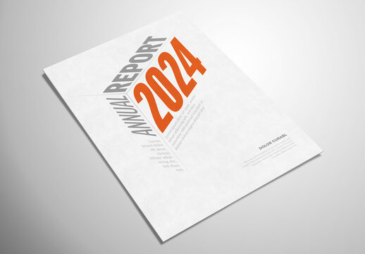 White and red modern annual report front cover page template with isometry 3d title