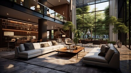 Modern interior 3d design concept