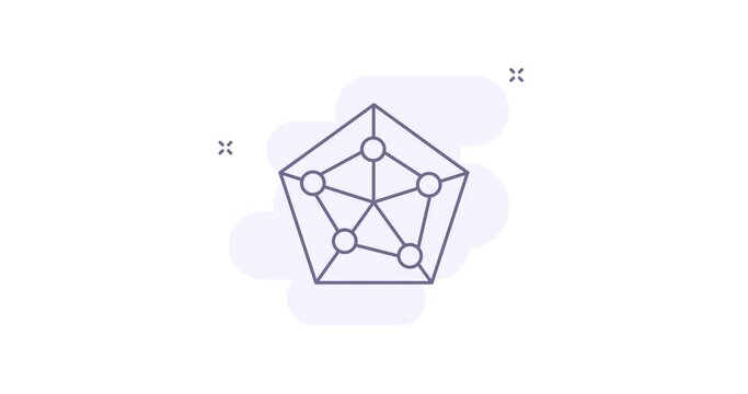 radar chart 2d animated outline icon with alpha channel. radar chart line icon 4k video motion design graphics for web, mobile and ui design.