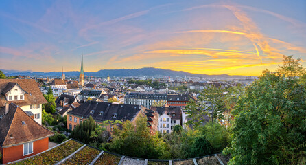 Zurich, Switzerland Cityscape with Church Steeples - 747245674