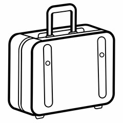 A suitcase icon with luggage. Line art of bag with handle.