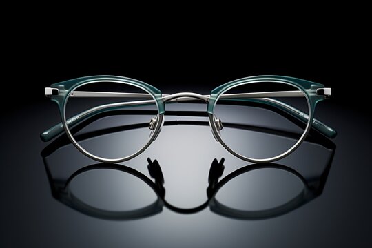 a pair of glasses on a black surface