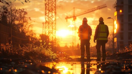 Sunset Silhouettes: Construction Crews Shaping Tomorrow's Skyline