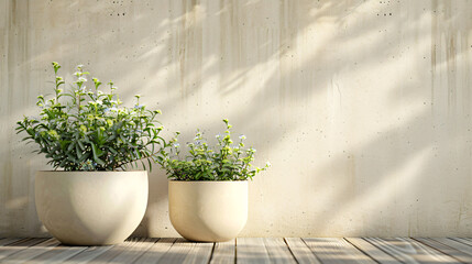 Two White Vases on Wooden Floor