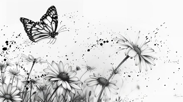 beautiful background design with butterflies and flowers