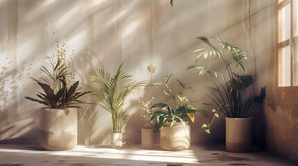 Group of Potted Plants Next to Window