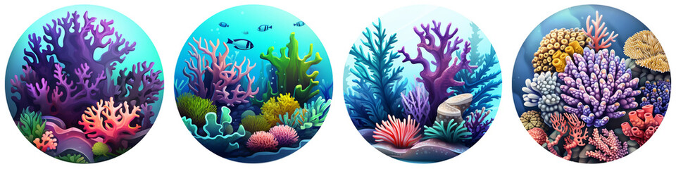 Fototapeta na wymiar Reef clipart collection, vector, icons isolated on transparent background