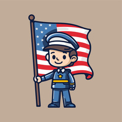 military veteran holding american flag