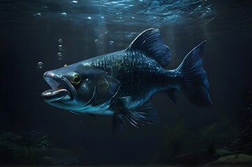 Fototapeta premium Big fish under the water in night