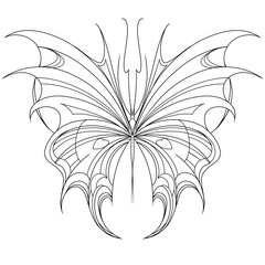 Set of elements Neo tribal tattoo butterfly shape modern acid graphic design clip art gothic flame emo goth 2000s Aesthetic style y2k wings ink black and white agressive line graphic ornamental doodle