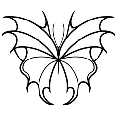 Set of elements Neo tribal tattoo butterfly shape modern acid graphic design clip art gothic flame emo goth 2000s Aesthetic style y2k wings ink black and white agressive line graphic ornamental doodle