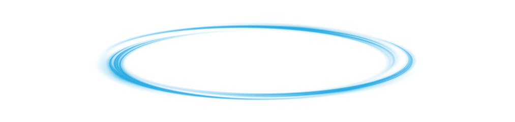 Three dimensional shiny blue nimbus. Blue halo angel ring. Light realistic halo, angel ring, Saint aureole symbol.  Magic fantasy portal. Futuristic teleport. Light effect. PNG.