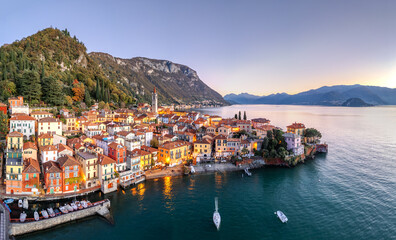 Varenna, Italy viewed from above Lake Como - 747249200