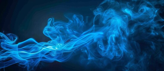 Creative abstract composition of blue smoke on a dark blue background, banner