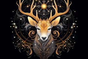 Rolgordijnen a art of a deer with antlers © Constantin