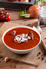 Traditional Czech Goulash meal on plate on table