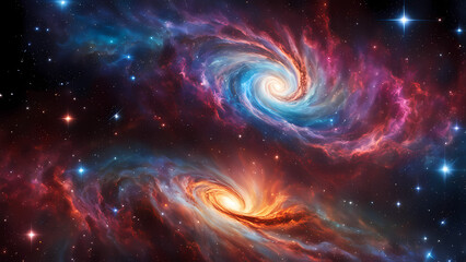 Obraz premium the awe-inspiring beauty of outer space with a stunning image of a star-filled sky, galaxies swirling in the distance, and a nebula shimmering with vibrant colors, generative ai