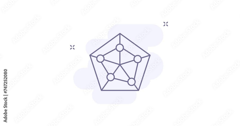 Poster radar chart 2d animated outline icon. radar chart line icon 4k video motion design graphics for web,