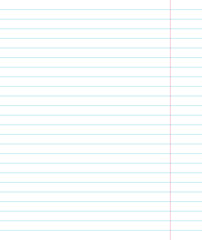 lined paper sheet, blank notebook lined sheet with margin, vector background