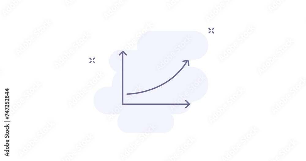 Poster growth chart 2d animated outline icon. growth chart line icon 4k video motion design graphics for we
